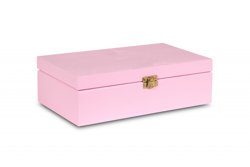 Wooden tea box 28x16x8,5 cm Light pink