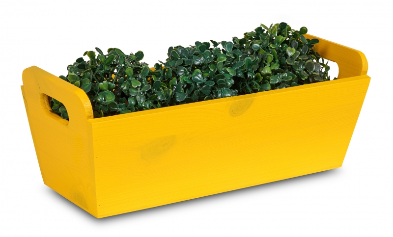 Doniczka drewniana z uchwytami 35x14,5x13 cm Signal yellow