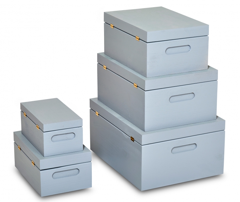 Wooden box with lid Silver grey